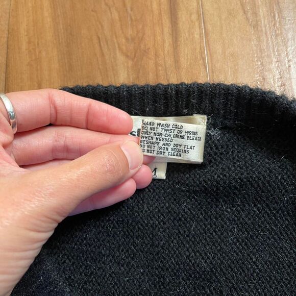 Vintage 80s Western Connection Black Beaded Sweater Dark Academia Art Deco Sz M - Picture 8 of 8